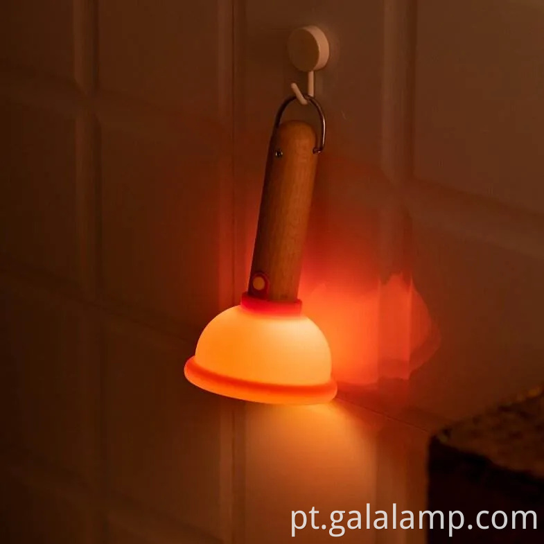 Luz noturna de alça de madeira elegante com motivo único